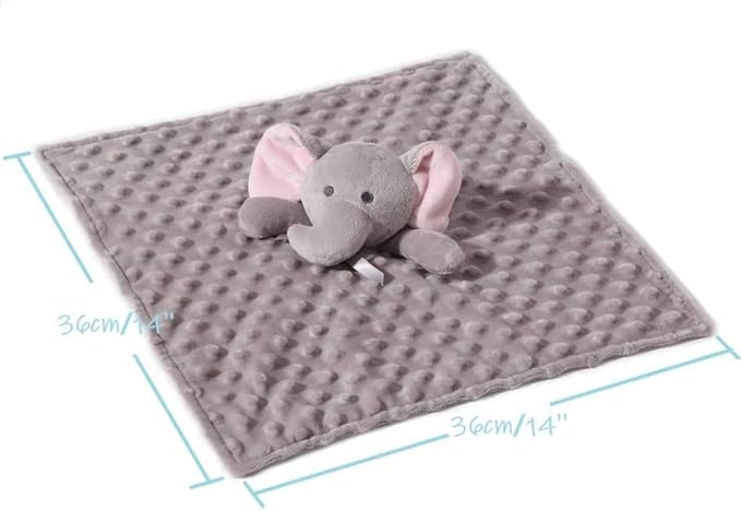 CREVENT Baby Welcome Gift Set Storage Basket with Two Blankets+ A Security Blanket + A Taggie + A Gift Bag with Ribbon (Grey)