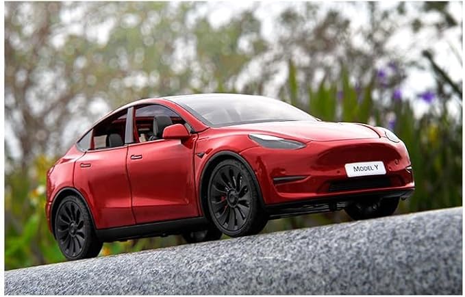 1/24 Scale Diecast Car Model Y, Alloy Diecast Toy Cars Pull Back Toys with Sound & Light, Vehicles Toys for Kids Gift Car Lovers Collection (1/24 Model Y -Red)