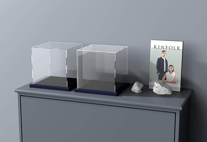 Acrylic Display Case with Lid, 14.5 Inch Acrylic Box with Black Velvet Disaply Stand, Clear Display Case for Collectibles, Action Figures (Outer Size 14.5x11x11 inch)