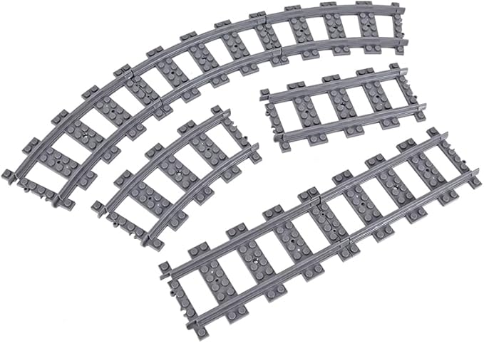 Train Track Railroad Accessories - City Train Track System with Railroad Crossing, Compatible with Major Brand Trains in Building Blocks