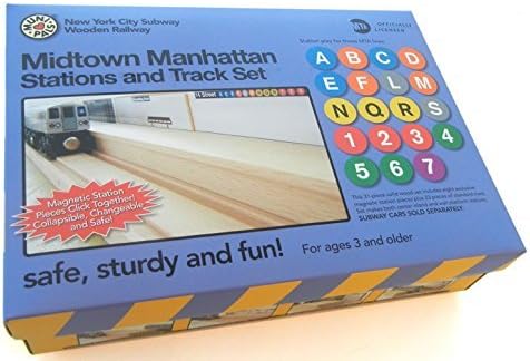 Munipals New York City Subway Wooden Railway Midtown Manhattan Stations and Track Set–Child Safe and Tested