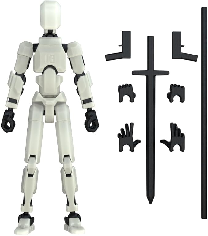 MerryXD T13 Action Figure,Assembly Completed Dummy Nova Titan Lucky 13 Action Figure 3D Printed Multi-Jointed Movable Toy Grow in The Dark White
