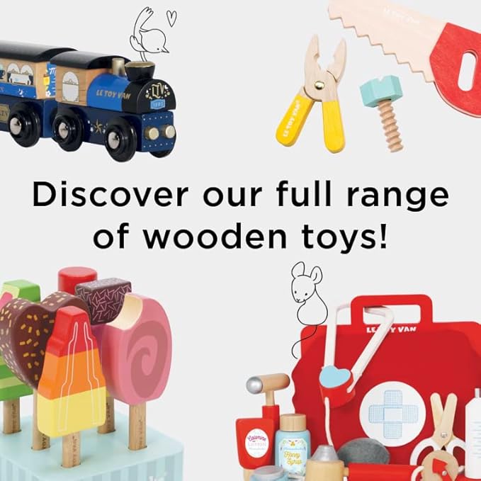 Le Toy Van - Honeybake Childrens Wooden Vanilla Birthday Cake Play Food Pretend Toy | Perfect For Pretend Role Play | Birthday Cake Play Kitchen Role Play Toy (TV273)