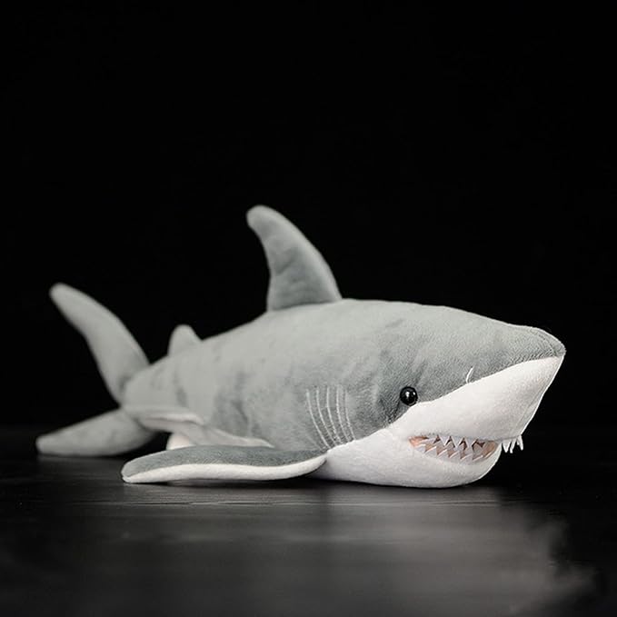 Tiny Heart Simulation Great White Shark Plush Toys, 35inch grey Soft Great White Shark Stuffed Animal Dolls pillow Cute Kids Birthday Gift Decorations Plush Toys