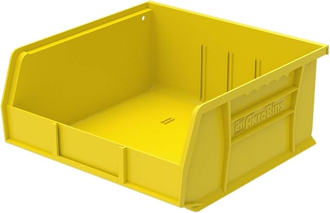 Akro-Mils 30235 AkroBins Plastic Storage Bins, Space-Saving Stackable Bins for Garage, Pantry, Craft Organization, 11-" x 11-" x 5-", Yellow, 6-Pack
