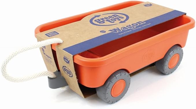 Green Toys Wagon, Orange - Pretend Play, Motor Skills, Kids Outdoor Toy Vehicle. No BPA, phthalates, PVC. Dishwasher Safe, Recycled Plastic, Made in USA.