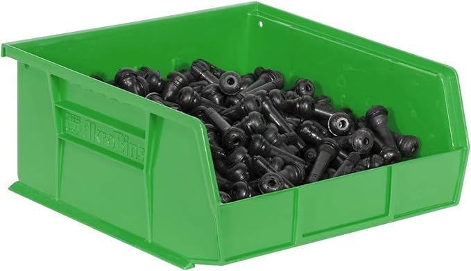 Akro-Mils 30235 AkroBins Plastic Storage Bins, Space-Saving Stackable Bins for Garage, Pantry, Craft Organization, 11-Inch x 11-Inch x 5-Inch, Green, 6-Pack