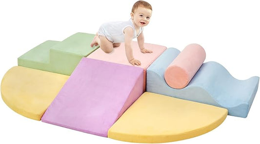 Climbing Toys for Toddlers, Toddler Climbing Toys Indoor, 7-Piece Soft Foam Climbing Blocks Set, Toddler Playtime Corner Climber Indoor Foam Play Gym for Climbing Crawling and Sliding