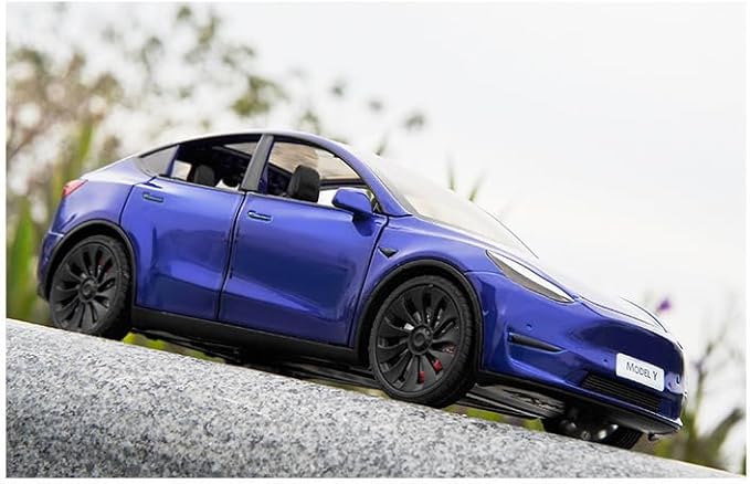 1/24 Scale Diecast Car Model Y, Alloy Diecast Toy Cars Pull Back Toys with Sound & Light, Vehicles Toys for Kids Gift Car Lovers Collection (1/24 Model Y -Blue)
