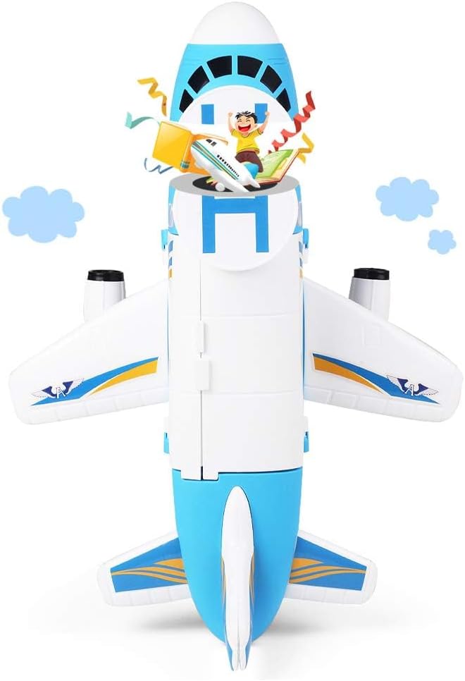 Tuko Transport Cargo Airplane Car Toy Play Set for 3+ Years Old Boys and Girls(Blue)
