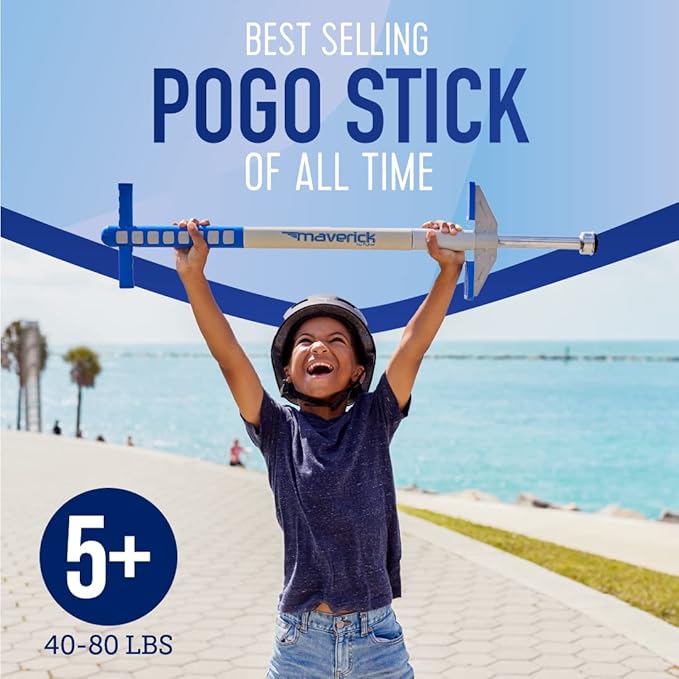 Flybar Maverick Pogo Stick for Kids Ages 5+, 40 to 80 Pounds, Perfect for Beginners, Easy Grip Handles, Anti-Slip Pegs, Outdoor Toys for Boys and Girls