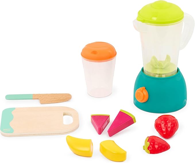 B. Toys-Mini Chef - Fruity Smoothie Playset - Pretend Smoothie Set - Toy Blender & Kitchen Accessories - Food, Cup, Cutting Board, Knife - Role-Play Toys for Kids - 3 Years +