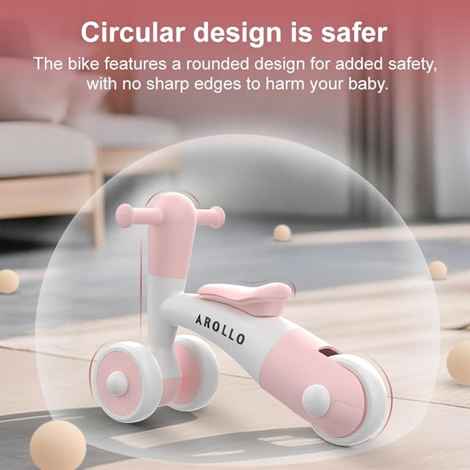 3-Wheel Baby Balance Bike for Toddlers 1-2 Years Old (8-24 Months), Adjustable Seat & Anti-Tip Design, Learning Walker Toy, First Birthday Gift for Boys & Girls