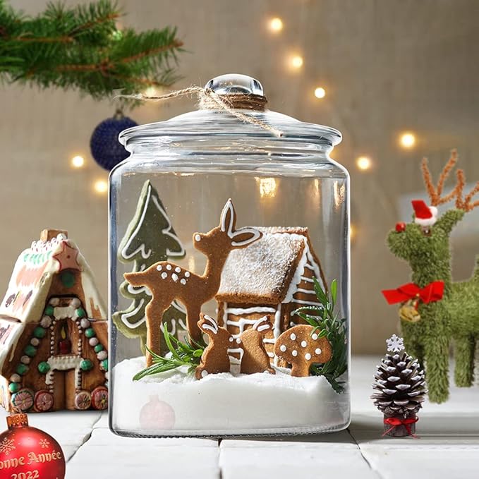 1.5 Gallon Glass Canister, 2 Pack Cookie Jar & Candy Jar with Airtight Lid, Heavy Duty Glass Canisters for Kitchen, Suitable for Flour, Sugar, Rice, Pasta, Beans, Laundry Room Storage