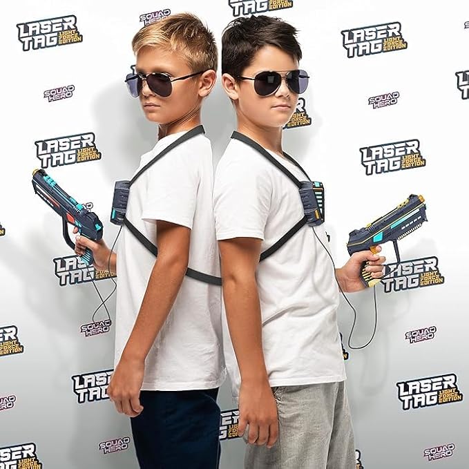Rechargeable Laser Tag for Kids, Teens & Adults - Boys Gifts - Blasters & Vest Sensors - Fun Ideas Age 8+ Year Old Toys - 4 Set - Lazer Teen Boy Games - Boys & Girls Outdoor Teenage Group Activities