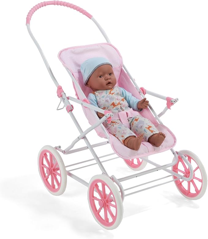 Badger Basket English Style Doll Stroller – Fits 18 to 22-inch Dolls, Classic Pretend Play Toy with Adjustable Canopy