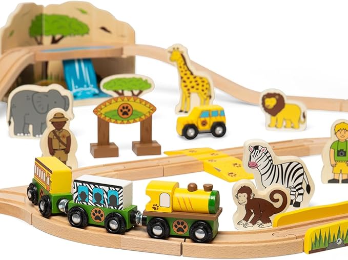 Bigjigs Rail Safari Train Set - 38 Play Pieces