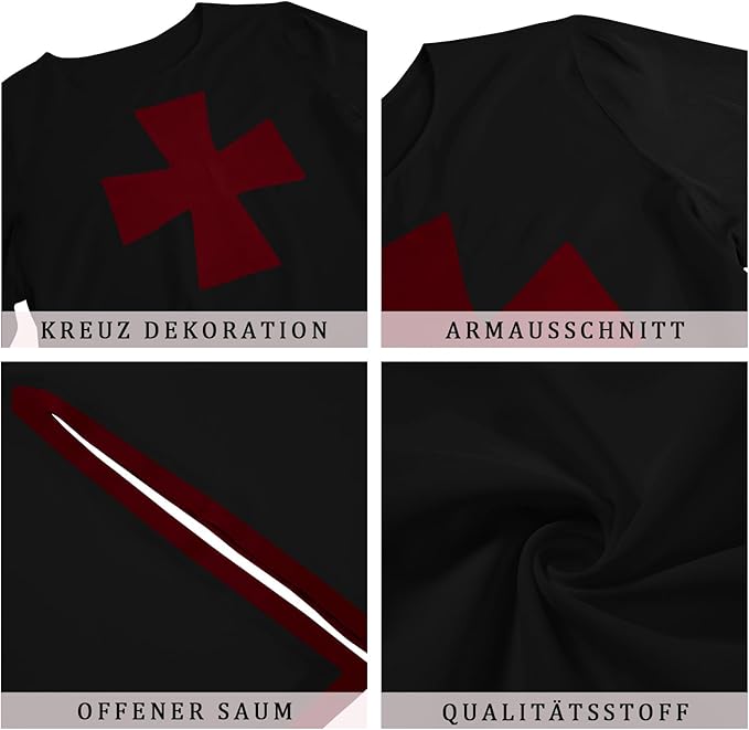 Runcati Mens Medieval Crusader Knights Tunic Renaissance Warrior Templar Cosplay Costumes Tops