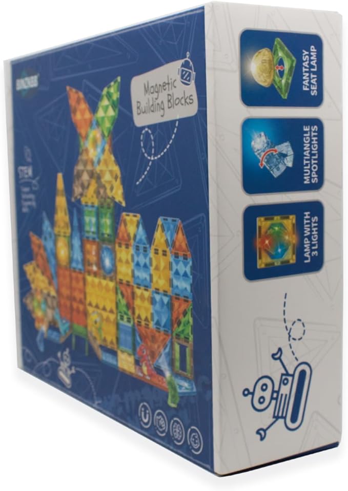 BINZKBB Magnetic Tiles Building Blocks,Lighted 3D Clear Educational STEM Construction Set,Preschool Sensory Magnet Dinosaur Creativity Toys for Kids Age 3 4 5 6 8+ Years Old Girls Boys Toddlers