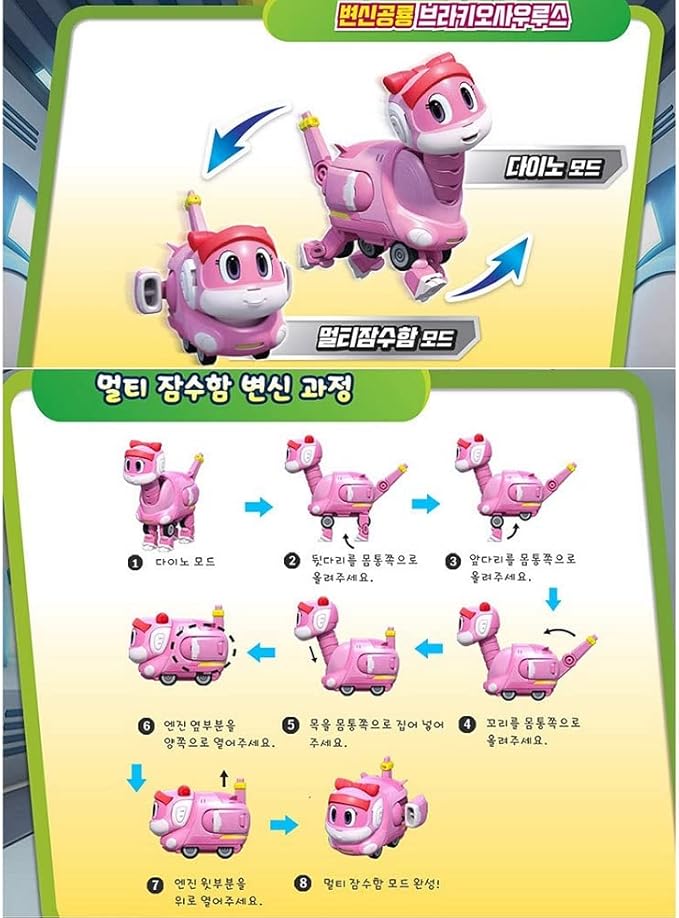 Go Go Dino REX TOMO Viki PING LOCKY and Storm Transformation Dinosaur Mini Robot Set of 6