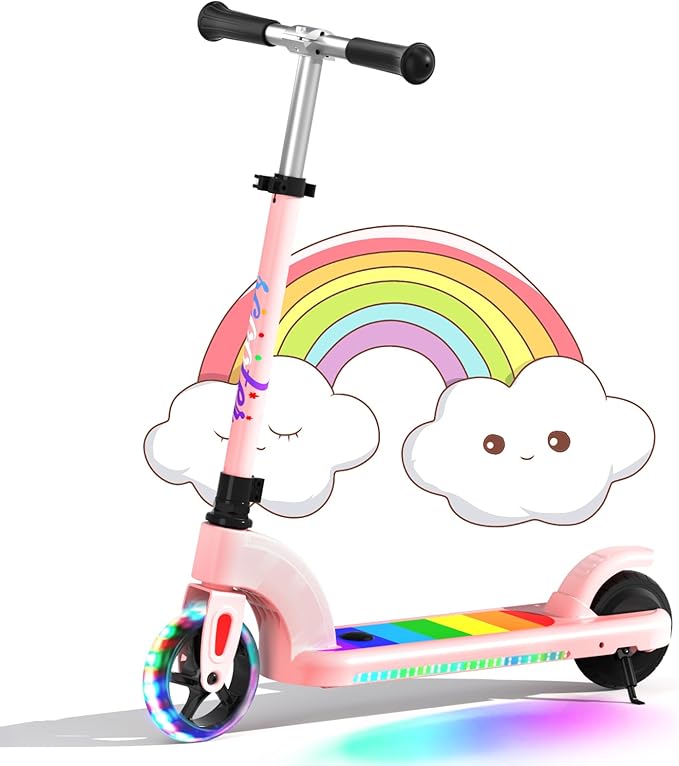 ANHAO Electric Scooter for Kids Ages 6-12 (Mainly 6-10), Kids Electric Scooter with Adjustable Height, Kick Scooter for Kids up to 110 Lbs, up to 6Mph