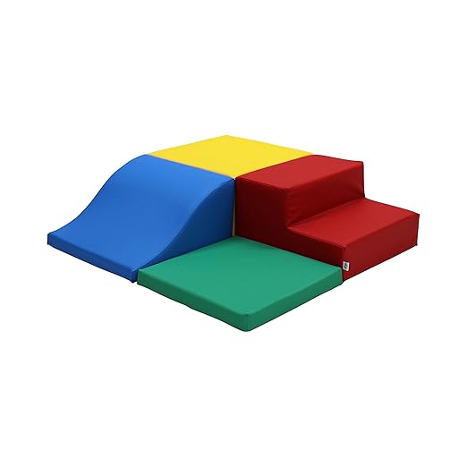 Factory Direct Partners SoftScape Toddler Playtime Square Corner Climber, Indoor Active Playset for Toddlers and Kids, Safe Soft Foam for Crawling and Sliding (4-Piece) - Multicolor, 13232-108