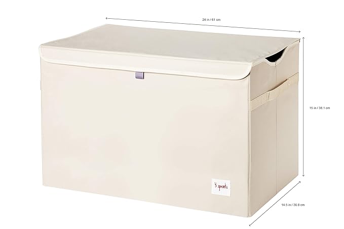 3 Sprouts Large Toy Chest for Kids with Lid and Handles - Collapsible Toy Storage Bin/Trunk/Box/Basket Organizer for Boys & Girls Playroom, Nursery, Sloth