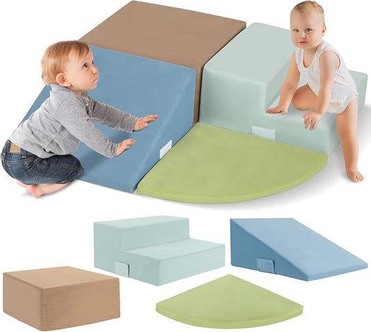 Large 4 Pcs Toddler Climbing Toys Indoor, Foam Climbing Blocks with Velcro - Ideal Gift