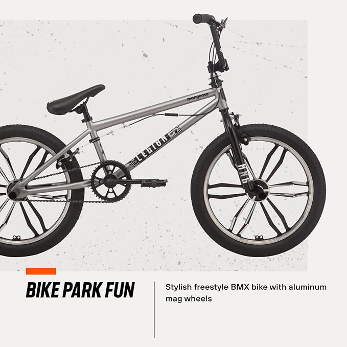 Mongoose Legion Kids Freestyle Sidewalk BMX Bike, Beginner Riders, Boys and Girls, 16-20-inch Wheels, Hi-Ten Steel Frame, Micro Drive BMX Gearing