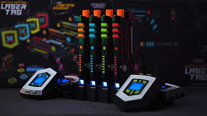 Squad Hero Rechargeable Laser Tag 360° Sensors + LCDs - Set of 4 - Easter Gift Ideas for Kids Teens and Adults Boys & Girls Family Fun - Cool Teenage Lazer Group Activity, Teen Gifts Ages 8+ Year Old