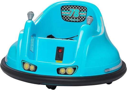 Flybar FunPark 6V Bumper Car – 360° Electric Ride-On Toy with LED Lights, Safety Seat Belt, Soft Bumpers – Indoor & Outdoor Bumper Car for Kids Ages 1.5-4 Years, Supports Up to 66 lbs (No Remote)