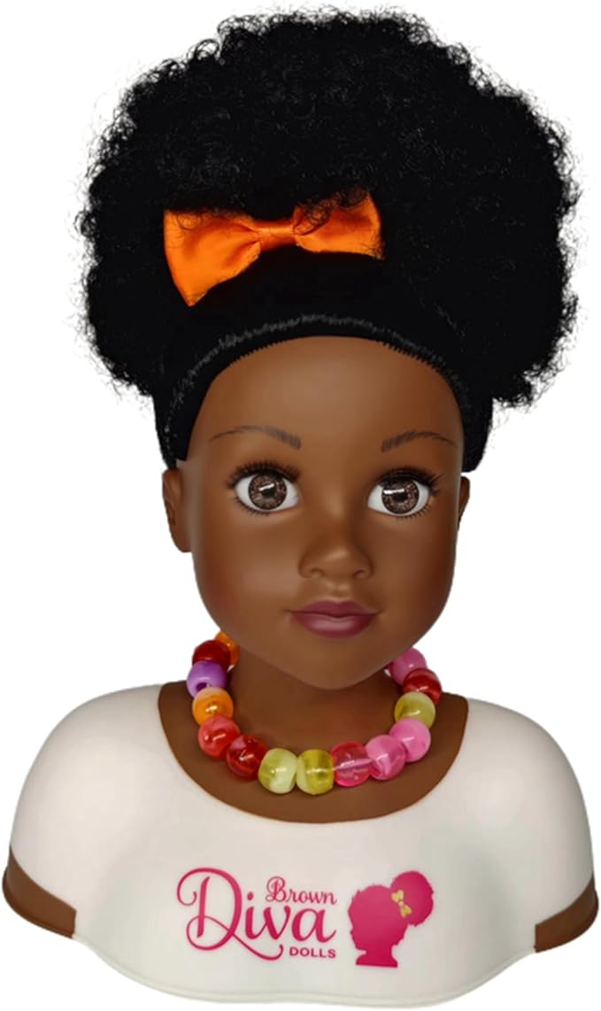Black African Brown Styling Head Dolls with Curly Afro Hair
