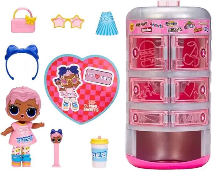 L.O.L. Surprise! Loves Mini Sweets Surprise-O-Matic Dolls with 9 Surprises, Candy Theme, Accessories, Collectible Doll, Vending Machine Packaging, Holiday Toy, Great Gift for Kids