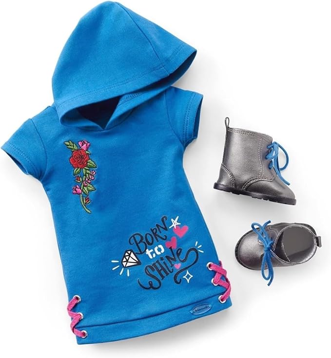 American Girl Truly Me 18-inch Doll #90 with Blue Eyes, Long Blue Hair, and Lt-to-Med Skin in Skater Dress, For Ages 6+