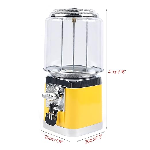 Gumball Machine, Candy Vending Machine, PC Round Gumball Dispenser, Bubble Gum Machine for Game Stores, 25 Cents Coin Operated Gumball Bank for Toy Capsules Bouncy Balls Candy