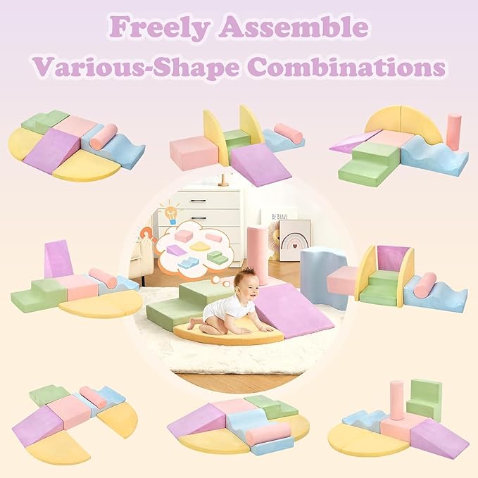 Climbing Toys for Toddlers, Toddler Climbing Toys Indoor, 7-Piece Soft Foam Climbing Blocks Set, Toddler Playtime Corner Climber Indoor Foam Play Gym for Climbing Crawling and Sliding