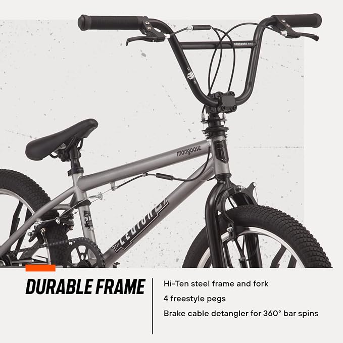 Mongoose Legion Kids Freestyle Sidewalk BMX Bike, Beginner Riders, Boys and Girls, 16-20-inch Wheels, Hi-Ten Steel Frame, Micro Drive BMX Gearing