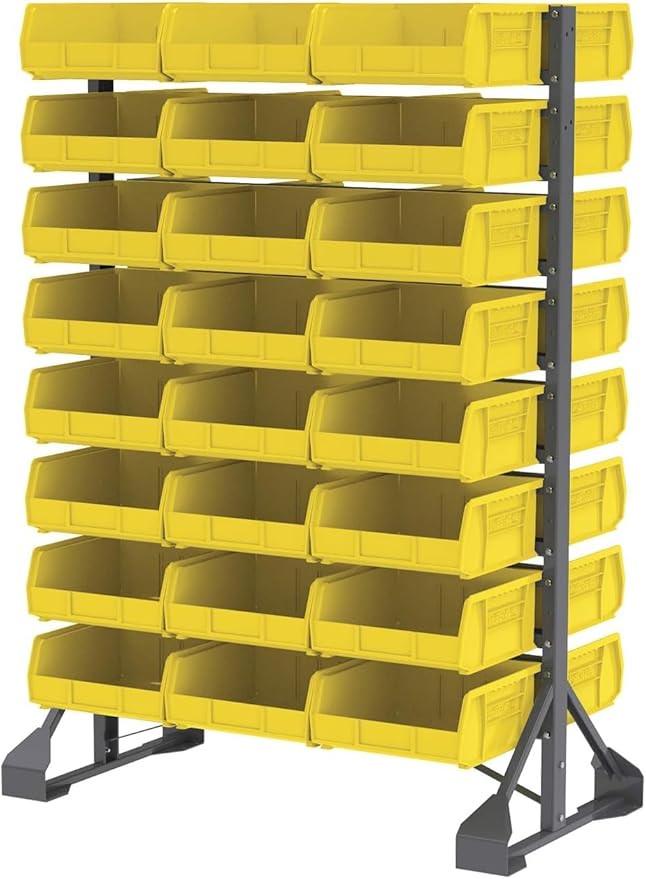 Akro-Mils 30235 AkroBins Plastic Storage Bins, Space-Saving Stackable Bins for Garage, Pantry, Craft Organization, 11-" x 11-" x 5-", Yellow, 6-Pack