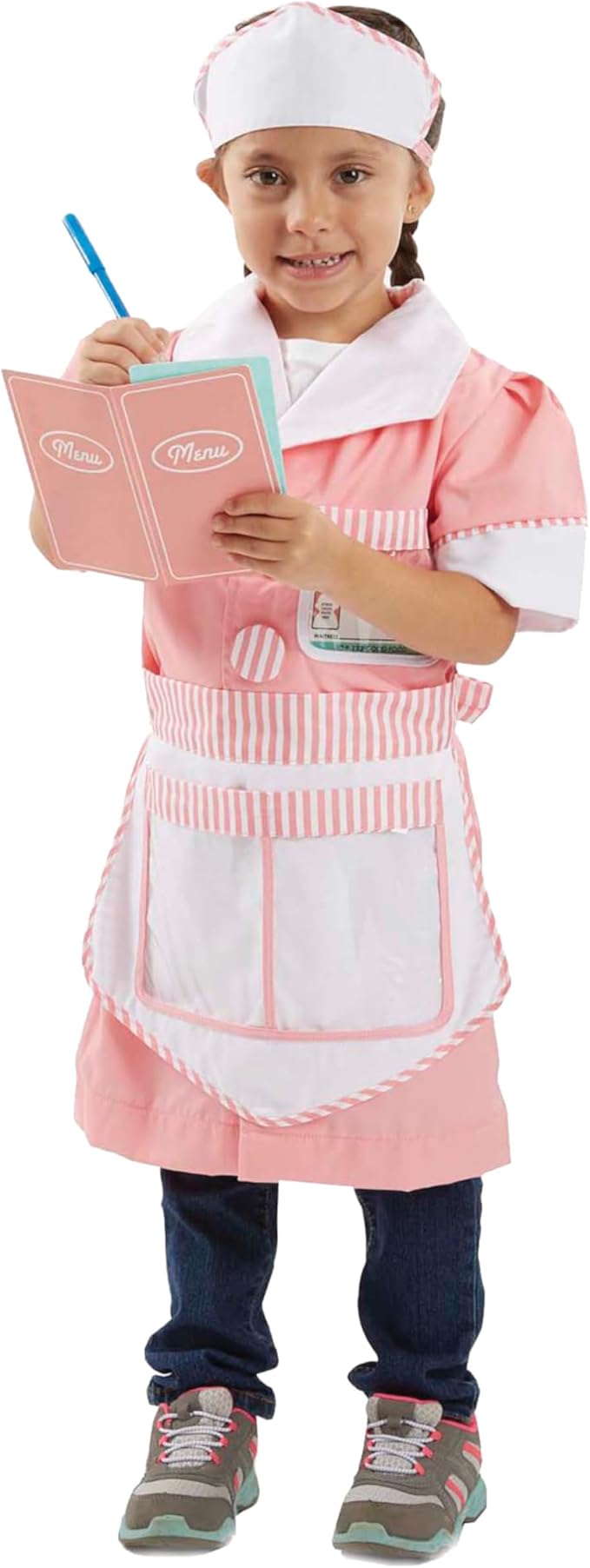 Melissa & Doug Waitress Role Play Costume Set (7 pcs) - Includes Apron, Order Pad, Cap