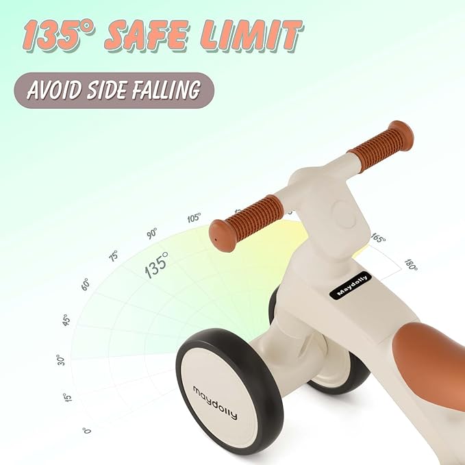 Maydolly Baby Balance Bike, Toddler Balance Bike for 1 Year Old Boys Girls, 4 Wheels Toddler Bike, First Birthday Gifts for 10-36 Month (White)