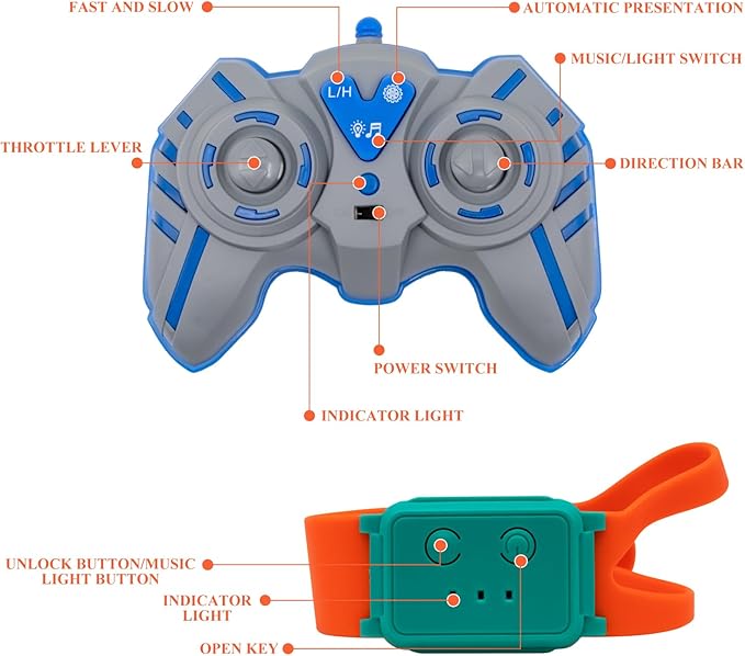 Hand Gesture Sensing Double-Sided Remote Control Car,360ยฐ 4wd Off-Road with Lights & Music Indoor/Outdoor Toy for 6-12 Age Boys Birthday Gift (Green)