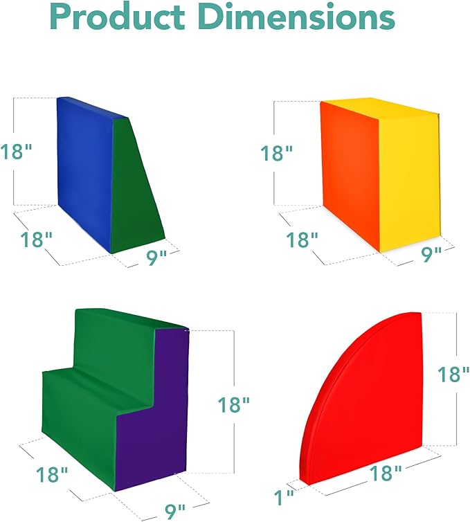 Best Choice Products 4-Piece Kids Climb & Crawl Soft Foam Block Activity Play Structures for Child Development, Color Coordination, Motor Skills - Multicolor