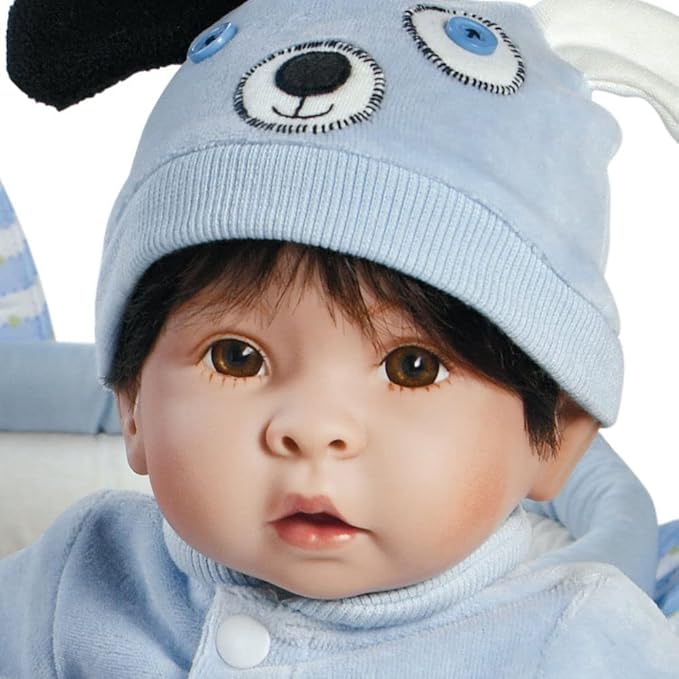 Paradise Galleries 17 Inch Realistic Reborn Baby Boy Doll with Plush Pup and Bassinet Gift Set for Kids and Adults – Finn & Sparky