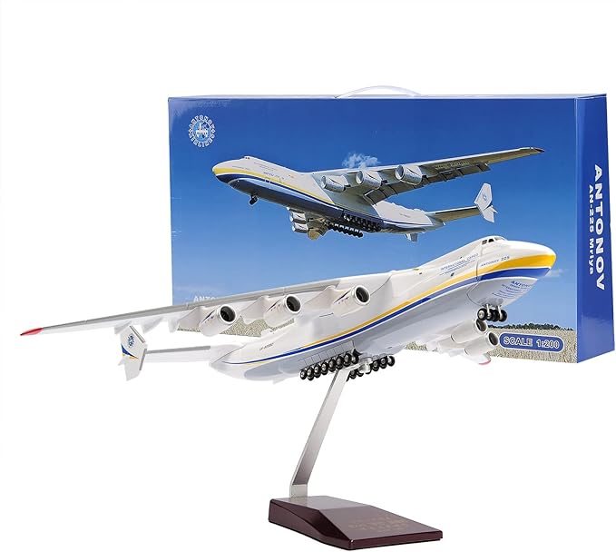 Model Plane Antonov an225 1/200 Scale Resin Airplane Model 17 inch Ukraine Painted Mriya Transporter Display Aircraft Model for Collection