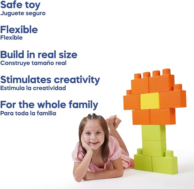 Max Foam Building Blocks | Large Size | 40-Piece Set (30 with 2 Pivots + 10 with 3 Pivots) | Creative and Educational Toy for Kids Ages 3+