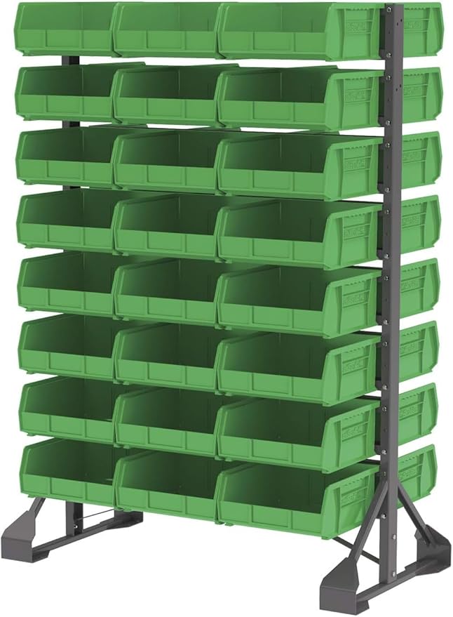Akro-Mils 30235 AkroBins Plastic Storage Bins, Space-Saving Stackable Bins for Garage, Pantry, Craft Organization, 11-Inch x 11-Inch x 5-Inch, Green, 6-Pack