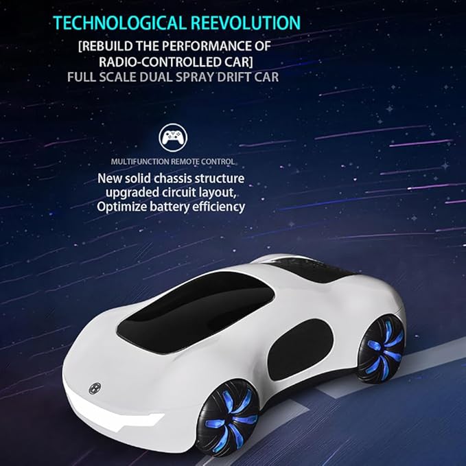 Remote Control Car, Gesture Sensing RC Sunt Car, 2.4GHz RC Drift Car for Kids with Spray Light and Sound, 360?Rotating Side Drifting RC Cars Birthday Gifts for Boys Girls (White), 1 Battery
