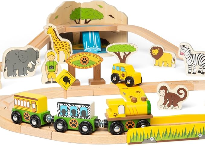 Bigjigs Rail Safari Train Set - 38 Play Pieces