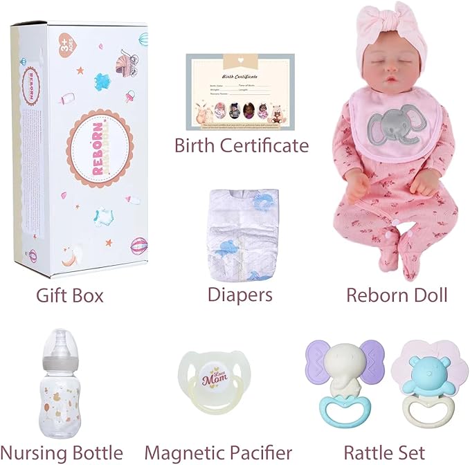 BABESIDE Lifelike Reborn Baby Dolls - 17-Inch Realistic-Newborn Baby Dolls Full Body Vinyl Sleeping Real Life Baby Dolls Girl with Toy Accessories for Kids Age 3 4 5 6 7 +