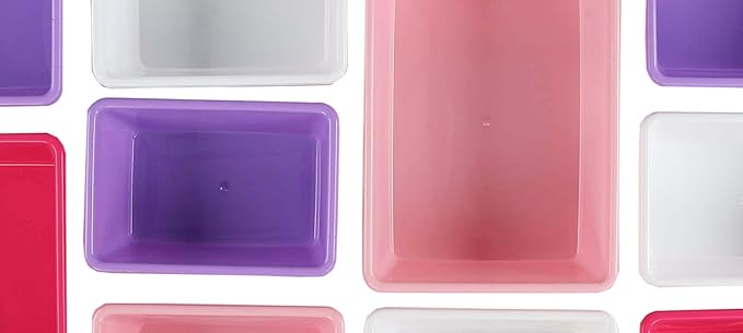 Humble Crew Kids' Toy Storage Organizer with 12 Plastic Bins, Pink&Purple, White/Purple/Pink